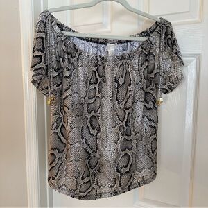 Women’s Michael Kors Snake Print Shirt Size L Off Shoulder